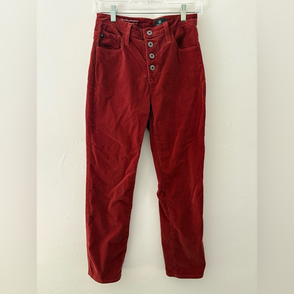 AG Adriano Goldschmied Red/Maroon/Rust Straight Leg Corduroy Pants